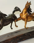Limited Edition Two Galloping Horses Hand Painted Museum Quality Bronze Artwork