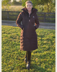 Chocolate Brown Duck Down Riding Coat with Velvet Collar