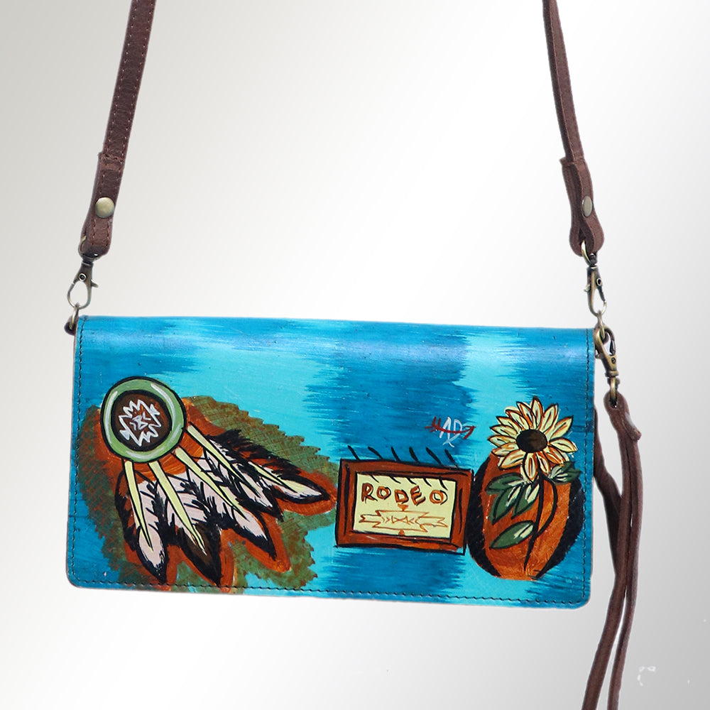 American Darling Organiser Hair-On Hand Tooled Genuine Leather Women Bag Western Handbag Purse