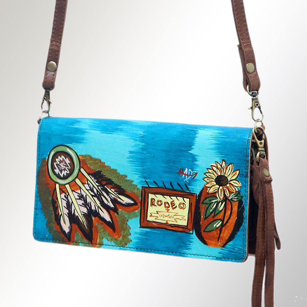 American Darling Organiser Hair-On Hand Tooled Genuine Leather Women Bag Western Handbag Purse