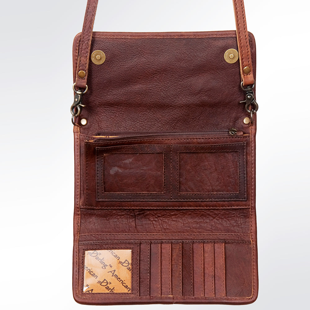 American Darling ADBG486A Wallet Hand Tooled Genuine Leather Women Bag Western Handbag Purse