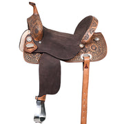 Flex Tree Western Horse Saddle In American Leather Barrel Trail By Hilason