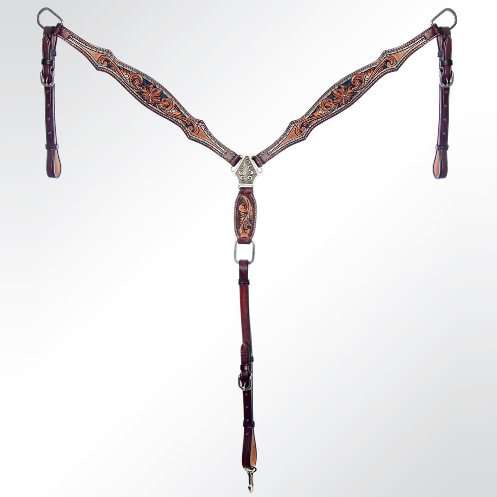 American Darling Western Horse Floral Genuine Leather Headstall Tack Set