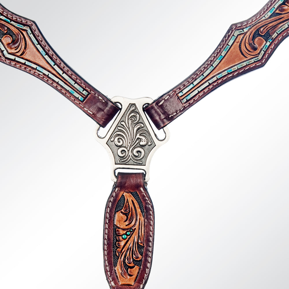 American Darling Western Horse Floral Genuine Leather Headstall Tack Set