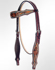 American Darling Western Horse Floral Genuine Leather Headstall Tack Set