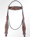 American Darling Western Horse Floral Genuine Leather Headstall Tack Set