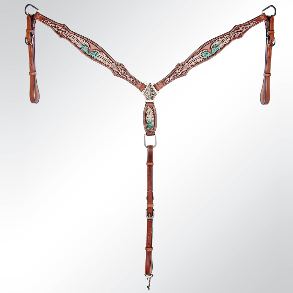 American Darling Western Horse Leaf Genuine Leather Headstall Tack Set