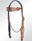 American Darling Western Horse Leaf Genuine Leather Headstall Tack Set