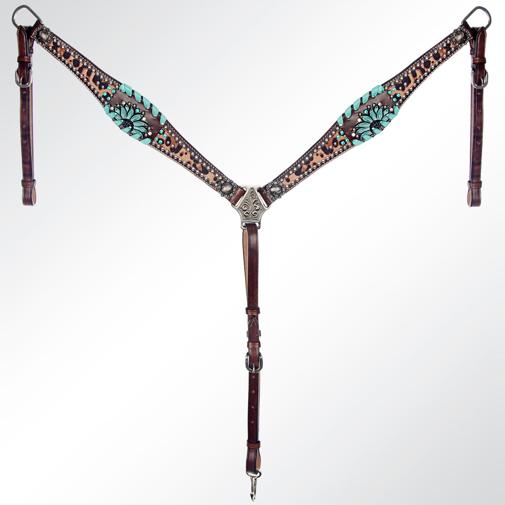 American Darling Western Horse Floral Headstall Tack Set Genuine Leather
