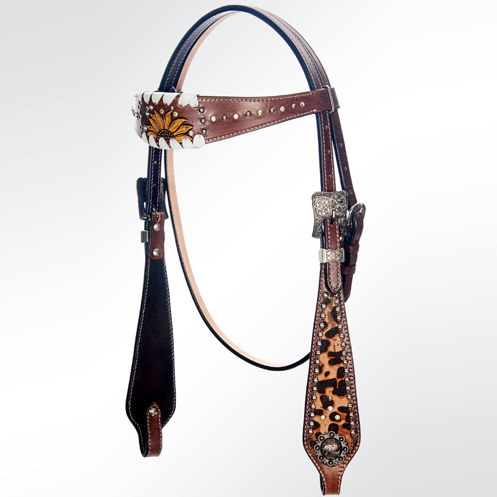 American Darling Western Horse Floral Headstall Tack Set Genuine Leather