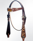 American Darling Western Horse Floral Headstall Tack Set Genuine Leather