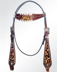 American Darling Western Horse Floral Headstall Tack Set Genuine Leather