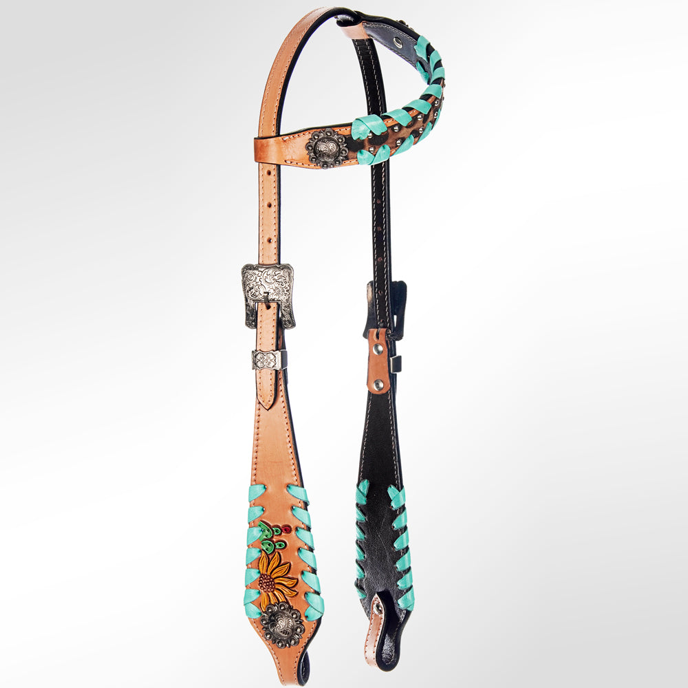 American Darling Western Horse Floral Headstall Tack Set Genuine Leather