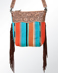 American Darling GIBGX215 Signature Crossbody Hand Tooled Saddle Blanket Genuine Leather Women Bag Western Handbag Purse