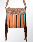 American Darling GIBGX214 Signature Crossbody Hand Tooled Saddle Blanket Genuine Leather Women Bag Western Handbag Purse