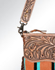 American Darling GIBGX214 Signature Crossbody Hand Tooled Saddle Blanket Genuine Leather Women Bag Western Handbag Purse