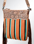 American Darling GIBGX214 Signature Crossbody Hand Tooled Saddle Blanket Genuine Leather Women Bag Western Handbag Purse
