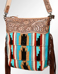 American Darling GIBGX218 Signature Crossbody Hand Tooled Saddle Blanket Genuine Leather Women Bag Western Handbag Purse