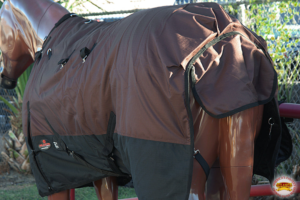 Hilason 1200D Winter Waterproof Poly Turnout Horse Blanket Belly Wrap Brown