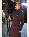Chocolate Brown Duck Down Riding Coat with Velvet Collar