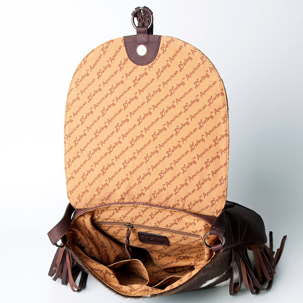 American Darling Messenger Hand Tooled Hair On Genuine Leather Women Bag Western Handbag Purse