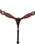 Bar H Equine American Leather Horse Saddle Tack One Ear Headstall | Breast Collar | Browband Headstall | Wither Strap | Tack Set for Horses BER112