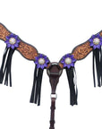 Bar H Equine American Leather Horse Saddle Tack One Ear Headstall | Breast Collar | Browband Headstall | Wither Strap | Tack Set for Horses BER113