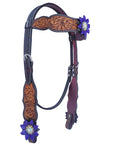 Bar H Equine American Leather Horse Saddle Tack One Ear Headstall | Breast Collar | Browband Headstall | Wither Strap | Tack Set for Horses BER113