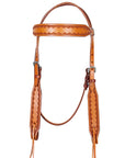 Hilason American Leather Horse Browband Headstall Working Tack Tan