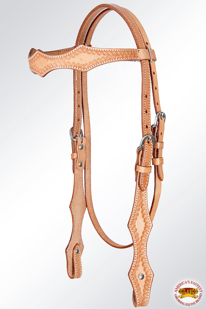 Hilason American Leather Horse Browband Headstall Working Tack Tan