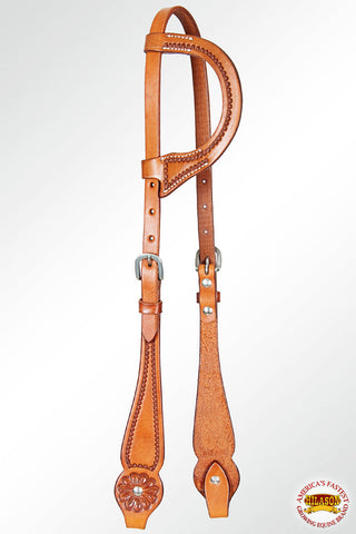 Hilason American Leather Horse One Ear Headstall Working Tack Tan