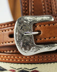 HILASON Western Genuine Leather Belt for Handmade Unisex Full Grain Heavy Duty Engraved Buckle Belt Tan