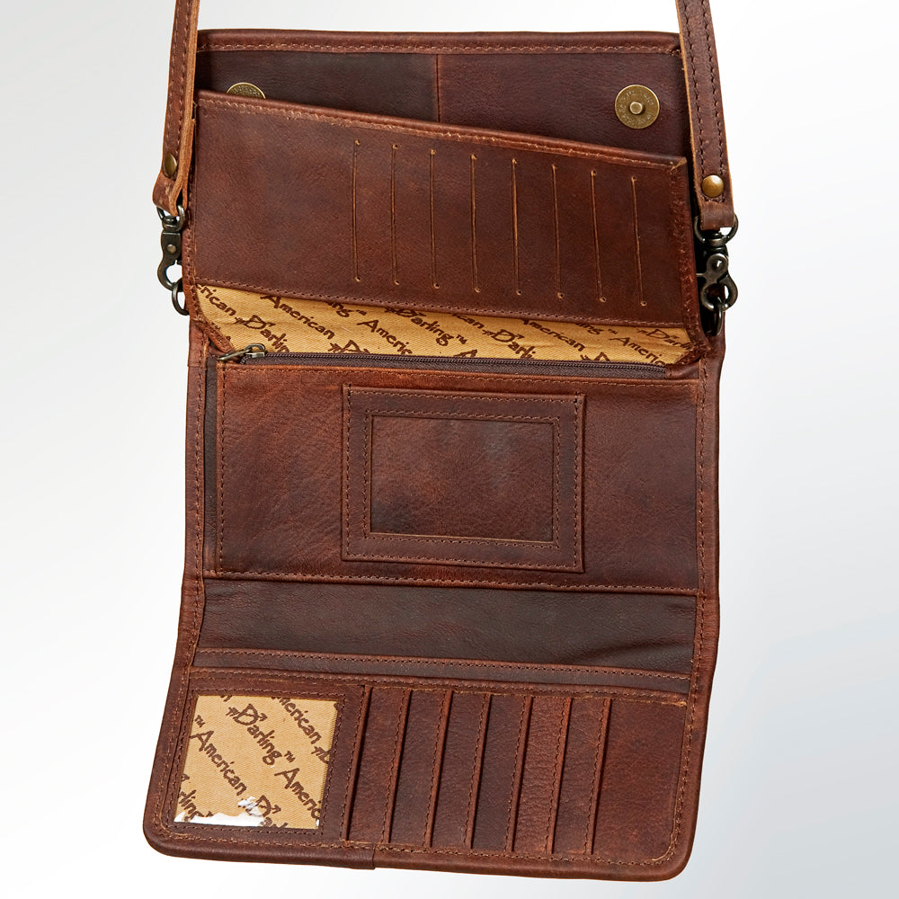 American Darling ADBG486A Wallet Hand Tooled Genuine Leather Women Bag Western Handbag Purse