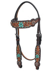 HILASON Western Horse Floral Headstall Breast Collar One Headstall American Leather Tack Set