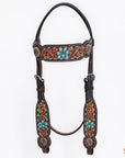 HILASON Western Horse Floral Headstall Breast Collar One Headstall American Leather Tack Set
