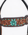 HILASON Western Horse Floral Headstall Breast Collar One Headstall American Leather Tack Set