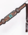 HILASON Western Horse Floral Headstall Breast Collar One Headstall American Leather Tack Set