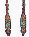 HILASON Western Horse Floral Headstall Breast Collar One Headstall American Leather Tack Set