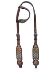 HILASON Western Horse Floral Headstall Breast Collar One Headstall American Leather Tack Set