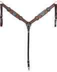 HILASON Western Horse Floral Headstall Breast Collar One Headstall American Leather Tack Set