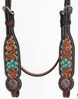 HILASON Western Horse Floral Headstall Breast Collar One Headstall American Leather Tack Set