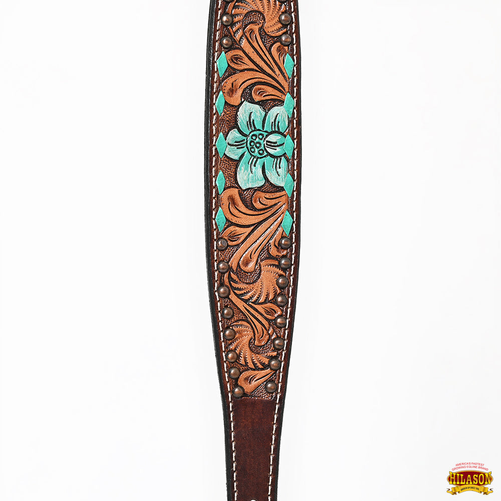 HILASON Western Horse Floral Headstall Breast Collar One Headstall American Leather Tack Set