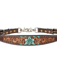 HILASON Western Horse Floral Headstall Breast Collar One Headstall American Leather Tack Set