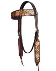 HILASON Western Horse Floral Headstall Breast Collar One Headstall American Leather Tack Set