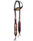 HILASON Western Horse Floral Headstall Breast Collar One Headstall American Leather Tack Set