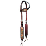 HILASON Western Horse Floral Headstall Breast Collar One Headstall American Leather Tack Set