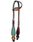 HILASON Western Horse Floral Headstall Breast Collar One Headstall American Leather Tack Set