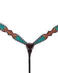 HILASON Western Horse Floral Headstall Breast Collar One Headstall American Leather Tack Set