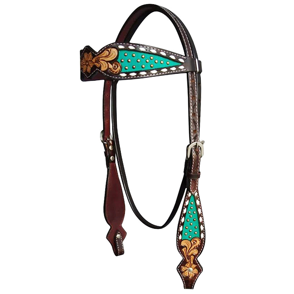 HILASON Western Horse Floral Headstall Breast Collar One Headstall American Leather Tack Set