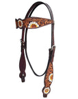 HILASON Western Horse Floral Headstall Breast Collar One Headstall Spur Strap Wither Strap American Leather Tack Set